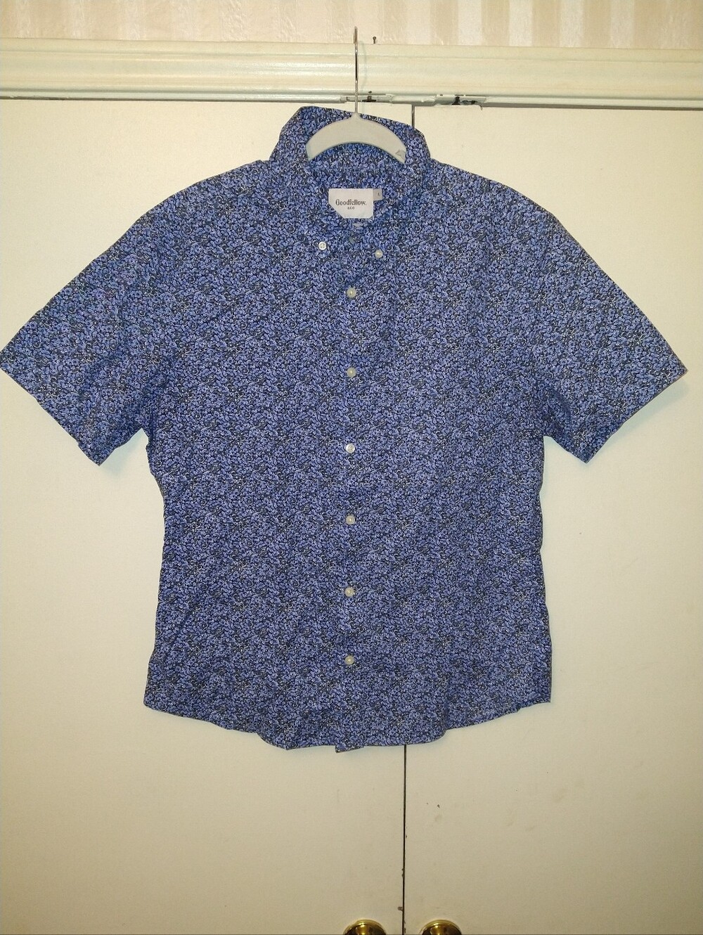 Goodfellow Slim Floral Print Short Sleeve Button Down Shirt Men's sz Large.